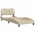 Estructura de cama sin colchón tela crema 90x190 cm