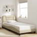 Estructura de cama sin colchón tela crema 90x190 cm