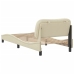 Estructura de cama sin colchón tela crema 90x190 cm