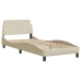 Estructura de cama sin colchón tela crema 90x190 cm