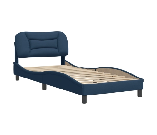 Estructura de cama sin colchón tela azul 90x190 cm