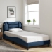 Estructura de cama sin colchón tela azul 90x190 cm
