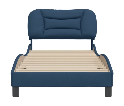 Estructura de cama sin colchón tela azul 90x190 cm