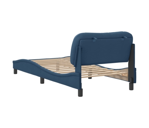 Estructura de cama sin colchón tela azul 90x190 cm