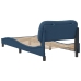 Estructura de cama sin colchón tela azul 90x190 cm