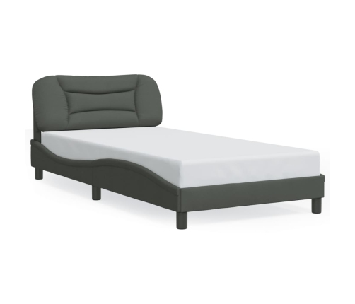 Estructura de cama sin colchón tela gris oscuro 90x200 cm