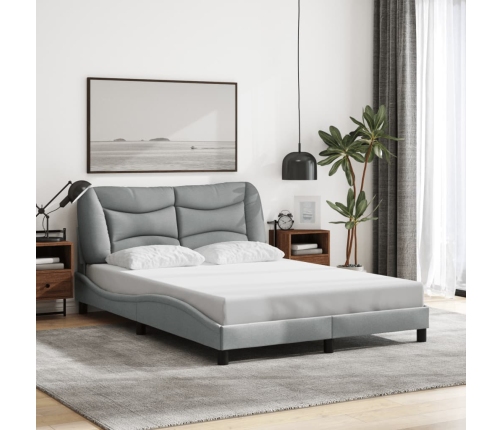 Cama sin colchón tela gris claro 140x190 cm