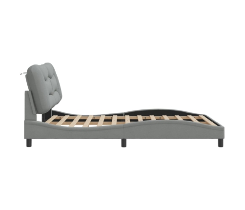 Cama sin colchón tela gris claro 140x190 cm