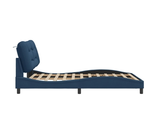 Cama sin colchón tela azul 140x200 cm