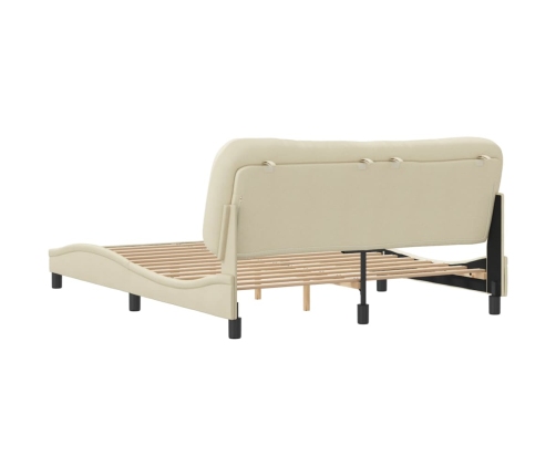 vidaXL Estructura de cama con cabecero de tela color crema 160x200 cm