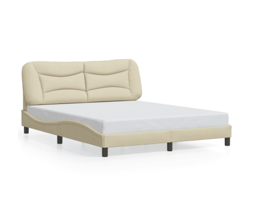 vidaXL Estructura de cama con cabecero de tela color crema 160x200 cm