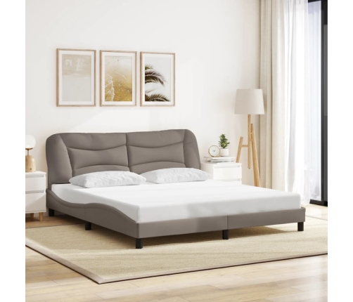 Cama sin colchón tela gris taupe 180x200 cm