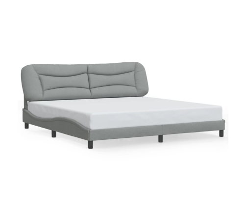 Cama sin colchón tela gris claro 200x200 cm