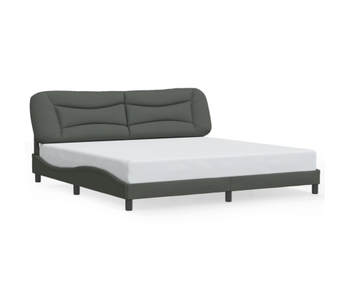 Cama sin colchón tela gris oscuro 200x200 cm