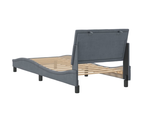 Estructura de cama sin colchón terciopelo gris oscuro 80x200 cm