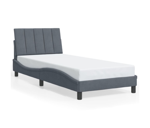 Estructura de cama sin colchón terciopelo gris oscuro 80x200 cm