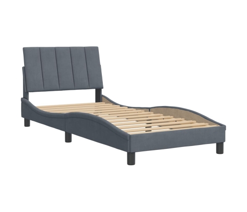 Estructura de cama sin colchón terciopelo gris oscuro 90x190 cm