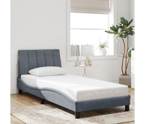 Estructura de cama sin colchón terciopelo gris oscuro 90x190 cm