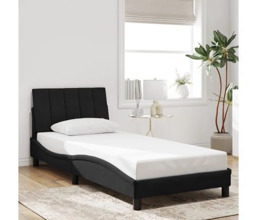 Estructura de cama sin colchón terciopelo negro 90x190 cm