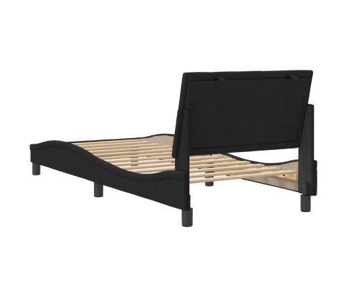 Estructura de cama sin colchón terciopelo negro 90x190 cm