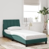 Estructura cama con cabecero terciopelo verde oscuro 90x190 cm