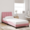 Estructura de cama con cabecero de terciopelo rosa 90x190 cm