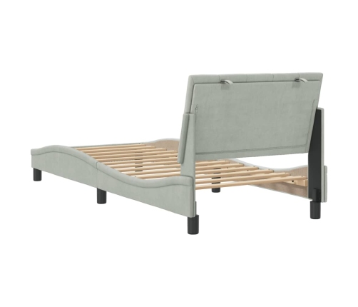 Estructura de cama sin colchón terciopelo gris claro 90x200 cm