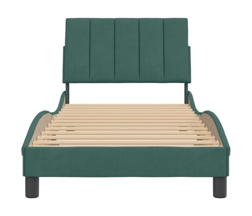 Estructura de cama sin colchón terciopelo verde oscuro 90x200cm