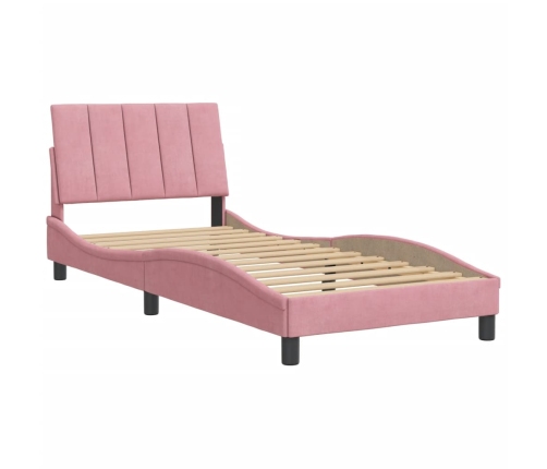 Estructura de cama sin colchón terciopelo rosa 90x200 cm