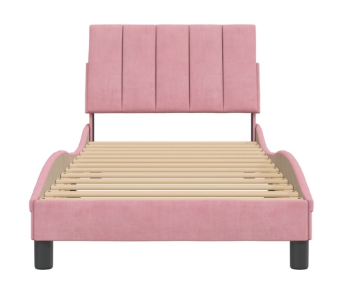 Estructura de cama sin colchón terciopelo rosa 90x200 cm