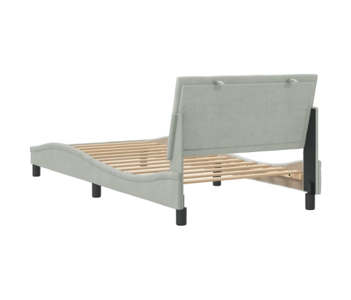 Estructura de cama sin colchón terciopelo gris claro 100x200 cm