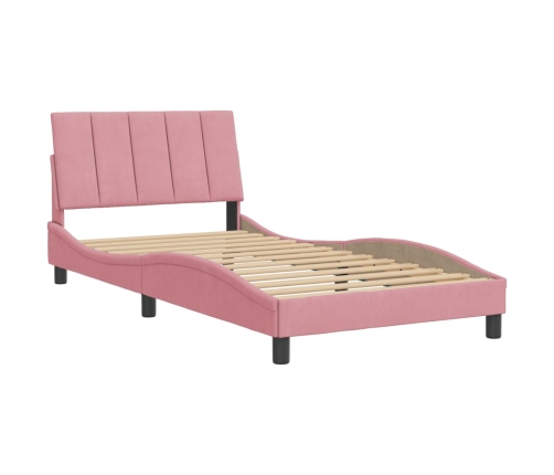 Estructura de cama sin colchón terciopelo rosa 100x200 cm