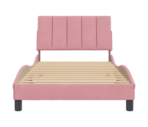 Estructura de cama sin colchón terciopelo rosa 100x200 cm