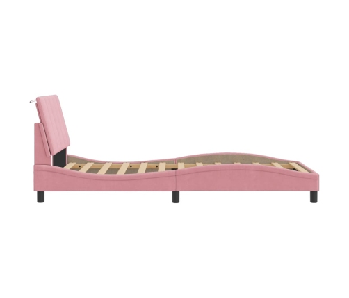 Estructura de cama sin colchón terciopelo rosa 100x200 cm