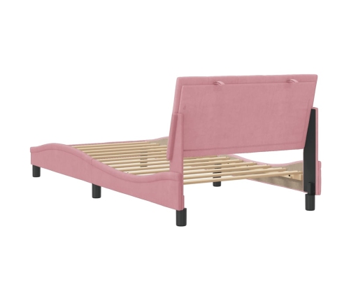 Estructura de cama sin colchón terciopelo rosa 100x200 cm