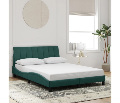 Estructura cama sin colchón terciopelo verde oscuro 120x200 cm