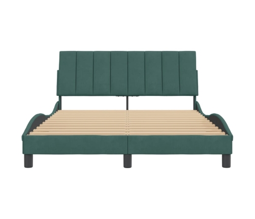 Estructura cama sin colchón terciopelo verde oscuro 120x200 cm