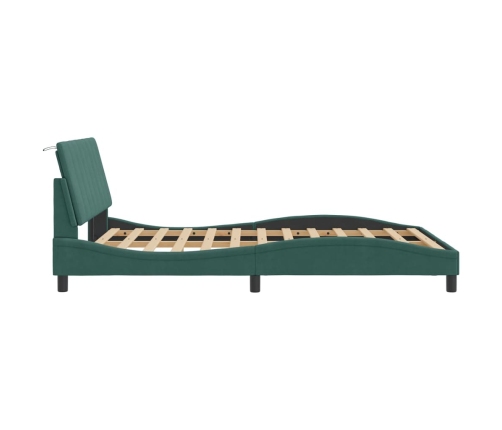 Estructura cama sin colchón terciopelo verde oscuro 120x200 cm