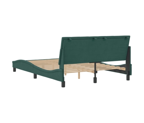 Estructura cama sin colchón terciopelo verde oscuro 120x200 cm