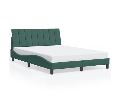 Estructura cama sin colchón terciopelo verde oscuro 120x200 cm