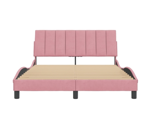Estructura de cama sin colchón terciopelo rosa 120x200 cm