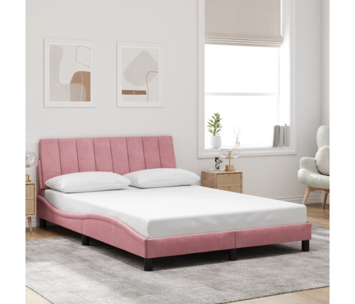 Estructura de cama sin colchón terciopelo rosa 120x200 cm