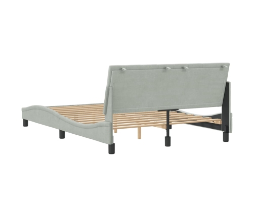 Estructura de cama sin colchón terciopelo gris claro 140x190 cm