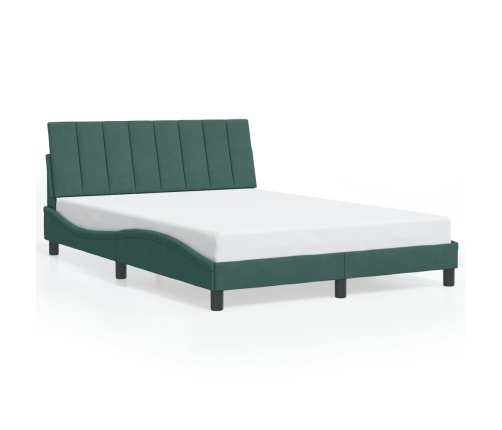 Estructura cama sin colchón terciopelo verde oscuro 140x190 cm