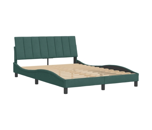 Estructura cama sin colchón terciopelo verde oscuro 140x190 cm