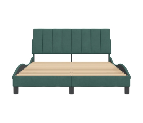 Estructura cama sin colchón terciopelo verde oscuro 140x190 cm