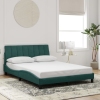 Estructura cama sin colchón terciopelo verde oscuro 140x190 cm