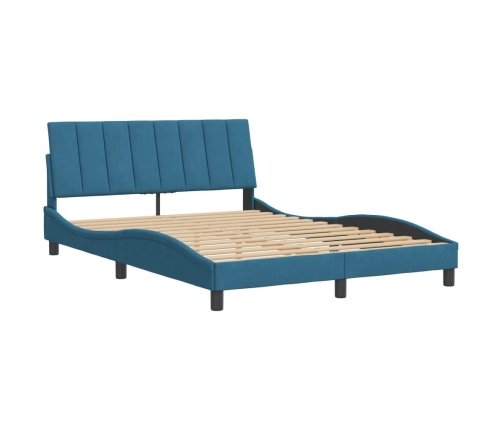 Estructura de cama con cabecero terciopelo azul 140x190 cm