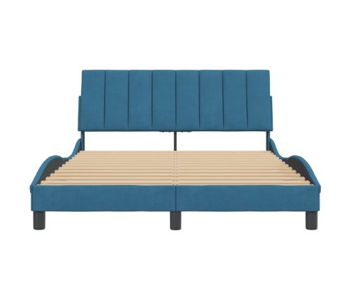 Estructura de cama con cabecero terciopelo azul 140x190 cm