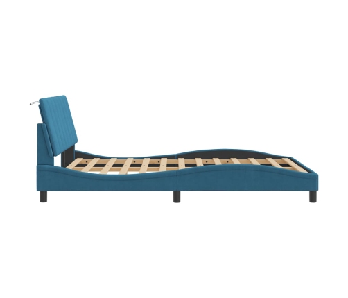 Estructura de cama con cabecero terciopelo azul 140x190 cm